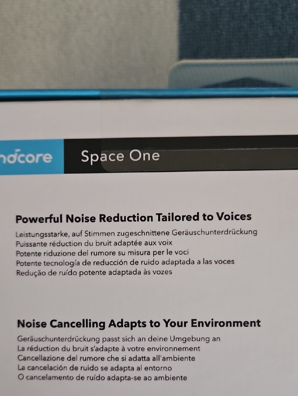 Soundcore By Anker - Noise Cancelling Headphones - Space One - Blue - NIB - Picture 4 of 8